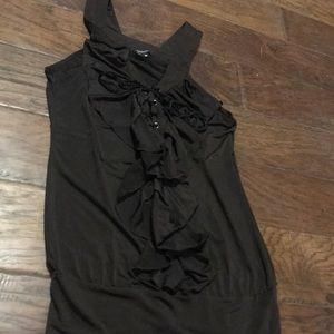 Lace up ruffle sleeveless top